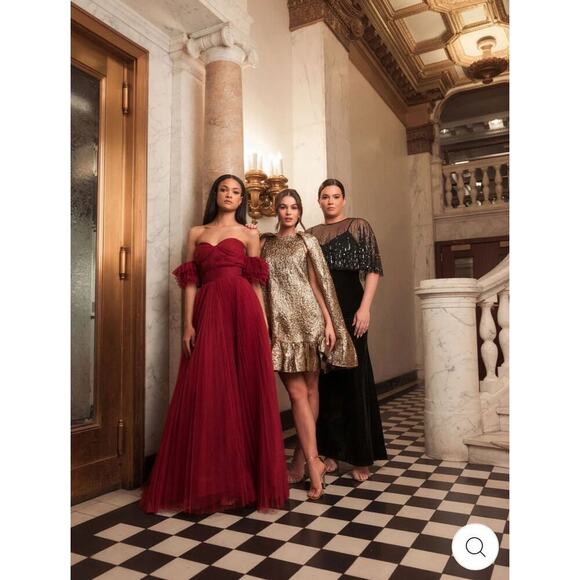 Mac Duggal 20517 Off the Shoulder Tulle A Line Gown Wine Red Size 2 NWT - Picture 4 of 14